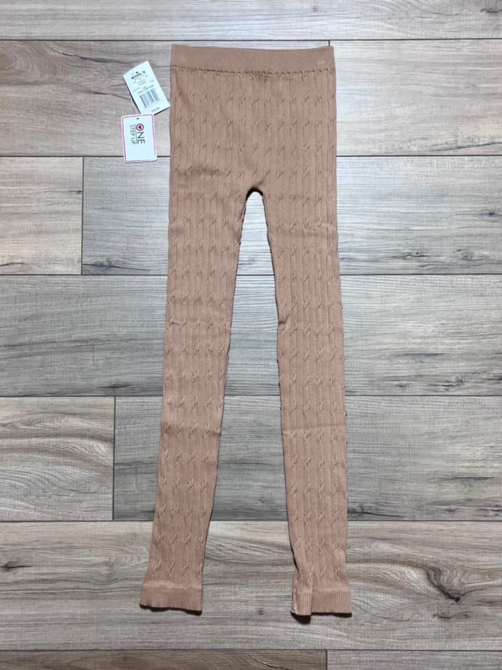 One Step Up Juniors Cable Knit Seamless Leggings Size Small/Medium Tan